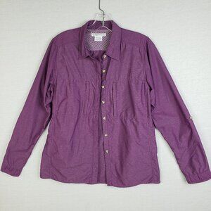 ExOfficio Shirt Button-Up Lightweight Hiking Fishing Travel Nylon size L Women's